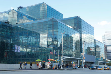 NEW YORK - OCTOBER 24  Javits Convention Center in Manhattan on October 24, 2013  The convention center has a total area space of 1 800 000 square ft and has 840 000 square ft of total exhibit spaceのeditorial素材