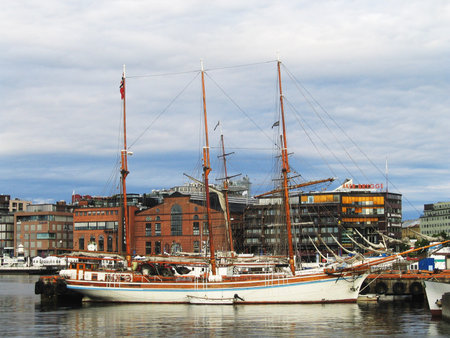 OSLO,NORWAY - AUGUST 12 Tall ship in the harbor on August 12, 2005 in Oslo  Oslo is the capital of and most populous city in Norway  Oslo is one of the most expensive cities in the worldのeditorial素材