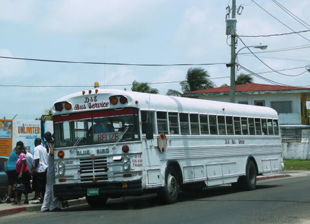 BELIZE CITY - JUNE 9  Bus stop in Belize City on June 9, 2013  Belize City is the largest city in the Central American region of Belize and was once the capital of the former British Hondurasのeditorial素材