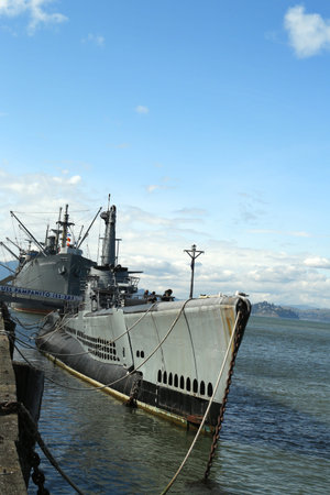 USS Pampanito  SS-383 , a Balao-class diesel-electric submarine earned six battle stars for World War II service  She is now museum ship in San Francisco since 21 November 1975のeditorial素材