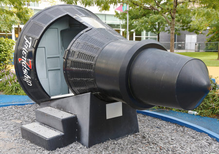 FLUSHING, NY - SEPTEMBER 2  Mercury  Friendship 7 capsule at NY Hall of Science Rocket Park in...