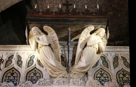 Inside of the Notre-Dame de Rocamadour chapel in Rocamadour, Franceのeditorial素材