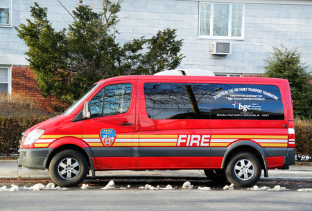 BROOKLYN, NY  DECEMBER 15 The FDNY fire family transport foundation van in Brooklyn on December 15,...