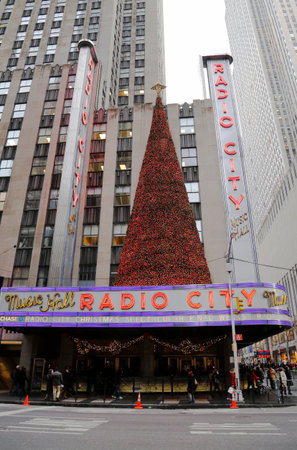 NEW YORK - DECEMBER 19   New York City landmark, Radio City Music Hall in Rockefeller Center on December 19, 2013  The Radio City Christmas Spectacular is a New York Christmas tradition since 1933のeditorial素材