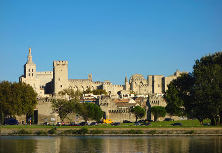 AVIGNON, FRANCE - OCTOBER 11  Medieval city and Popes Palace in Avignon on October 11, 2013  The Palais des Papes is the one of the largest and most important medieval Gothic buildings in Europeのeditorial素材