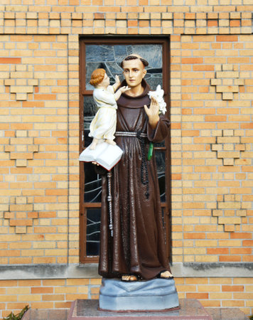 BROOKLYN, NY - DECEMBER 15 Statue of Saint Bernard in the front of Church of Saint Bernard in Brooklyn on December 15, 2013  St  Bernard Abbot and Doctor of the Church St  Bernard was born in Burgundyのeditorial素材