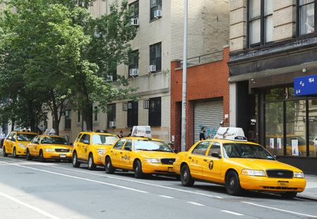 NEW YORK CITY - JUNE 27  New York City Taxis on June 27, 2013  New York City has around 6,000 hybrid taxis, representing almost 45  of the taxis in service, the most in any city in North Americaのeditorial素材