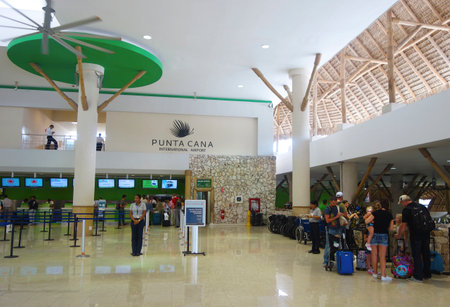 PUNTA CANA, DOMINICAN REPUBLIC -JANUARY 4  Terminal 2 in Punta Cana International Airport on January 4, 2014  The Dominican Republic is the most visited destination in the Caribbean のeditorial素材