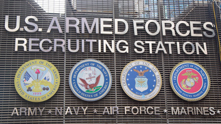NEW YORK CITY - JANUARY 26 U S  Armed Forces Recruiting Station recruits the enlisted, non commissioned and officer candidates for service in the US Armed Forces  in Times Square on January 26, 2014  のeditorial素材