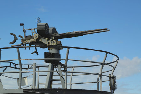 SAN FRANCISCO,CA - MARCH 28  Machine gun at the USS Pampanito  SS-383 , a Balao-class...