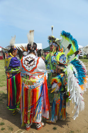 BROOKLYN, NEW YORK - JUNE 2 Unidentified Native American family at the NYC Pow Wow in Brooklyn on...