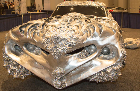 NEW YORK - APRIL 24   3D Printed Liquid Metal Car by artist Ioan Florea on display at the 2014 New...