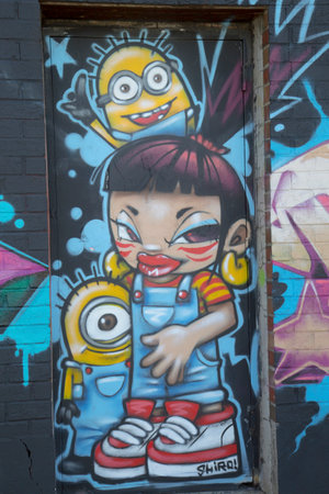 BROOKLYN, NY- MAY 1 Mural at East Williamsburg neighborhood in Brooklyn on May 1, 2014  Outdoor art gallery known as the Bushwick Collective has most diverse collection of street art in Brooklynのeditorial素材
