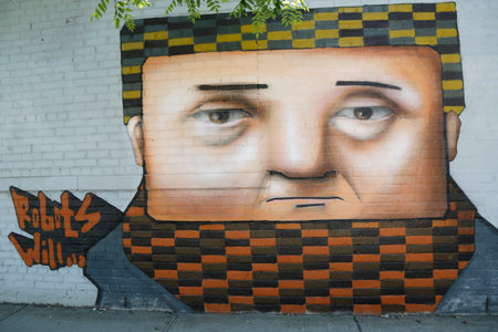 NEW YORK - JUNE 1  Mural at East Williamsburg in Brooklyn on June 1, 2014  Outdoor art gallery known as the Bushwick Collective has most diverse collection of street art in Brooklyn のeditorial素材