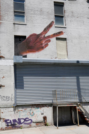 NEW YORK - JUNE 1  Mural at East Williamsburg in Brooklyn on June 1, 2014  Outdoor art gallery known as the Bushwick Collective has most diverse collection of street art in Brooklyn のeditorial素材