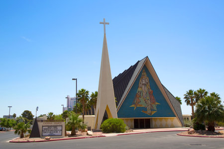 LAS VEGAS, NEVADA - MAY 12  Guardian Angel Cathedral on May 12, 2014 in Las Vegas  The architect for the modernist basilica-style church was Los Angeles architect Paul Revere Williamsのeditorial素材
