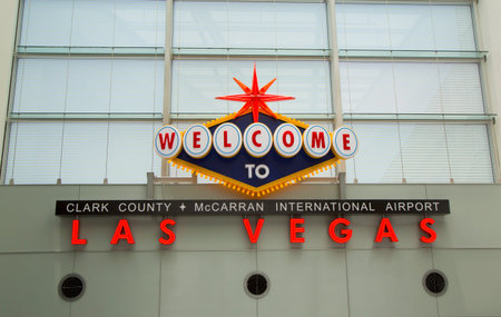 LAS VEGAS, NEVADA - MAY 12  Welcome to Las Vegas sign in McCarran International Airport on May 12, 2014 in Las Vegasのeditorial素材