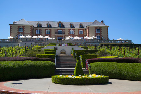 NAPA VALLEY, CA - APRIL 13  Domaine Carneros Winery in Napa Valley on April 13, 2014 Domaine Carneros is a singular winery best known as a small grower producer of methode champenoise sparkling wineのeditorial素材