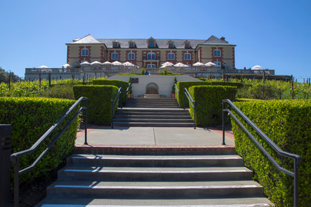 NAPA VALLEY, CA - APRIL 13  Domaine Carneros Winery in Napa Valley on April 13, 2014 Domaine Carneros is a singular winery best known as a small grower producer of methode champenoise sparkling wineのeditorial素材