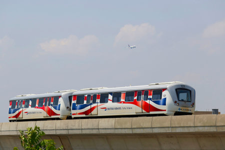 NEW YORK - JULY 8  JFK Airport AirTrain in New York on July 8, 2014  AirTrain JFK is a 3-line, 8 1...