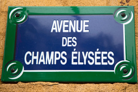 Avenue des Champs Elysees street sign in Paris, France  One of the most famous streets in the world   のeditorial素材