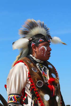 NEW YORK - JUNE 8  Unidentified Native American at the NYC Pow Wow in Brooklyn on June 8, 2014  A...