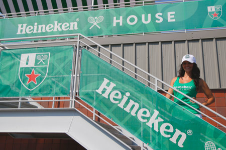 NEW YORK - AUGUST 26: Third largest brewer in the world Heineken International opens Heineken Beer House at Billie Jean King Tennis Center during US Open 2014 on August 26, 2014 in New Yorkのeditorial素材