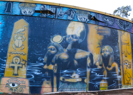 SAN DIEGO, CALIFORNIA - SEPTEMBER 28: Mural art at Balboa Park in San Diego on September 28, 2014のeditorial素材