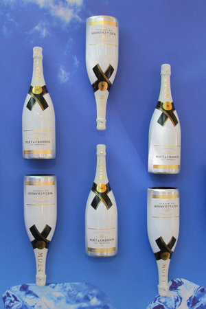 NEW YORK - AUGUST 25:Moet and Chandon champagne presented at the National Tennis Center during US Open 2014 on August 25,2014 in New York. Moet and Chandon is the official champagne of the US Openのeditorial素材