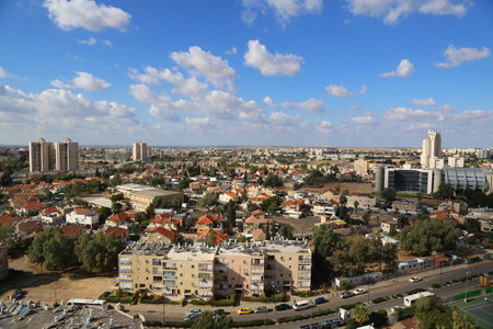 BEER SHEBA, ISRAEL - NOVEMBER 28: Aerial view of Beer Sheba on November 28, 2014.  Beer Sheba is the largest city in the Negev desert of southern Israelのeditorial素材