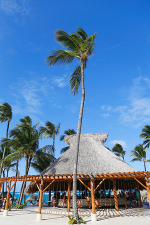PUNTA CANA, DOMINICAN REPUBLIC - JANUARY 3, 2015: Beach bar at Royalton All-inclusive Resort and Casino located at the Bavaro beach in Punta Canaのeditorial素材