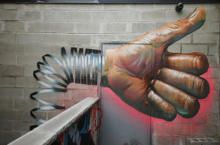 NEW YORK - DECEMBER 4, 2014 Mural art at East Williamsburg in Brooklyn.Outdoor art gallery known as the Bushwick Collective has most diverse collection of street art in Brooklynのeditorial素材