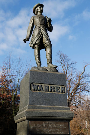 BROOKLYN, NEW YORK - DECEMBER 14, 2014: Statue of Civil War General Gouverneur Kemble Warren in Brooklyn. He was a civil engineer and prominent general in the Union Army during the American Civil Warのeditorial素材
