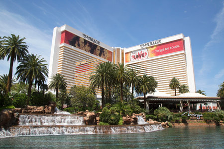 LAS VEGAS, NEVADA - MAY 9, 2014: The Mirage Casino on the Las Vegas Strip in Las Vegas. The Mirage is a 3 044 room hotel and casino resort built by developer Steve Wynnのeditorial素材