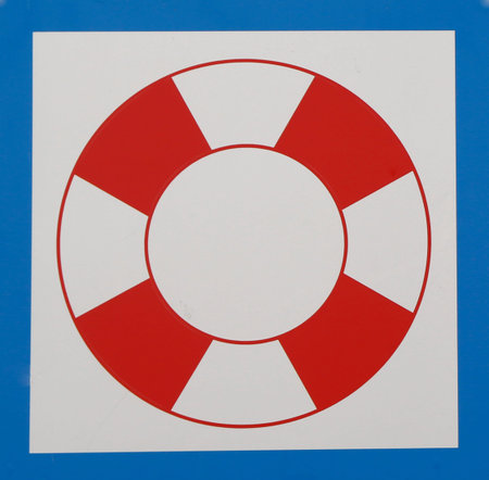 Lifebuoy sign at a beach