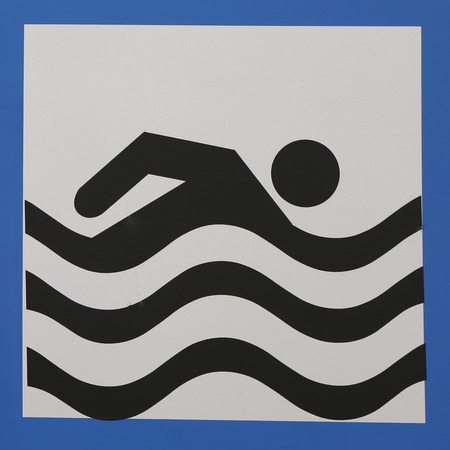 Warning sign at a beachの写真素材