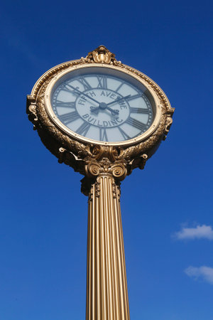 NEW YORK - JANUARY 31, 2015: Fifth Avenue Building Clock, completed in 1909 in the historical...