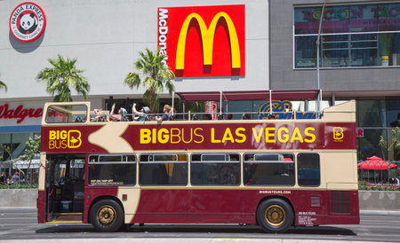 LAS VEGAS, NEVADA - MAY 10, 2014: Big Bus Las Vegas Hop-On Hop-Off on Las Vegas Strip in Las Vegasのeditorial素材