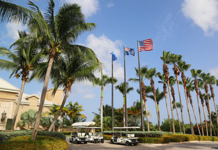 GRAND CAYMAN - JUNE 12, 2014: The Ritz-Carlton Grand Cayman luxury resort located on the Seven Miles Beach. Seven Mile Beach is the most populated area for hotels and resorts on the islandのeditorial素材