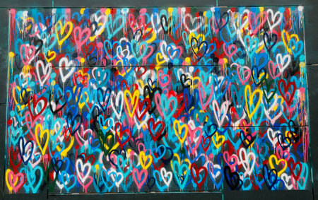 NEW YORK - FEBRUARY 26, 2015: Mural art in Little Italy in Manhattan. A mural is any piece of artwork painted or applied directly on a wall, ceiling or other large permanent surfaceのeditorial素材