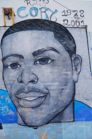 NEW YORK - MAY 17, 2014: Mural art at Coney Island in Brooklyn. A mural is any piece of artwork painted or applied directly on a wall, ceiling or other large permanent surfaceのeditorial素材