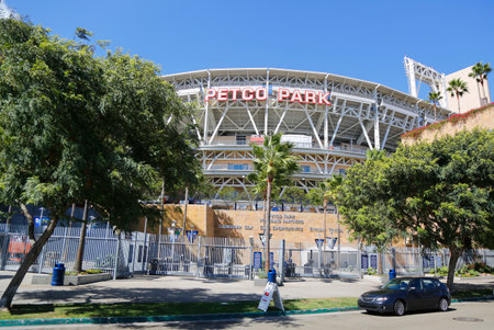 SAN DIEGO, CA - SEPTEMBER 27, 2014: Petco Park Stadium, home of the Padres baseball team, in San Diego. Petco Park is an open-air ballpark in downtown San Diego, Californiaのeditorial素材