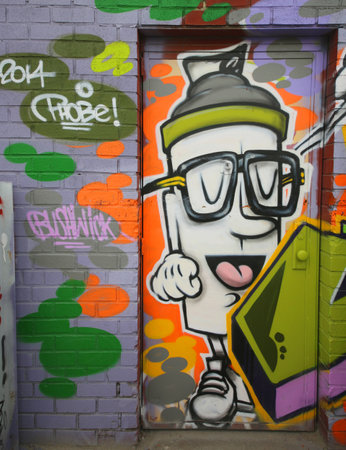 NEW YORK - DECEMBER 4, 2014: Mural art at East Williamsburg in Brooklyn. Outdoor art gallery known as the Bushwick Collective has most diverse collection of street art in Brooklynのeditorial素材