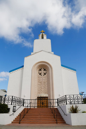 SAN DIEGO, CALIFORNIA - SEPTEMBER 27, 2014: St Spyridon Greek Orthodox Church in San Diego, Californiaのeditorial素材