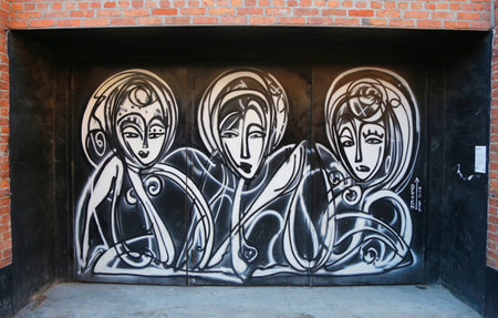 NEW YORK - MARCH 12, 2015: Mural art by mural artist Jordan Betten in Chelsea neighborhood in Manhattan.のeditorial素材