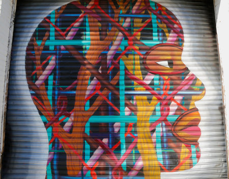 NEW YORK - MARCH 24, 2015: Mural art in Astoria section of Queens. A mural is any piece of artwork...