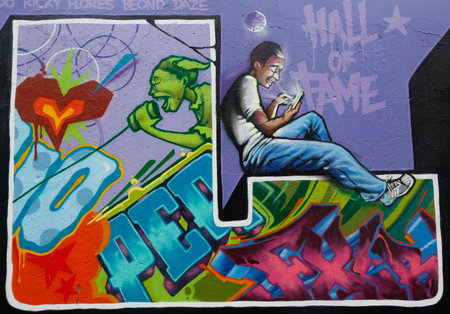 NEW YORK - MARCH 26, 2015: Mural art at East Harlem in New Yorkのeditorial素材