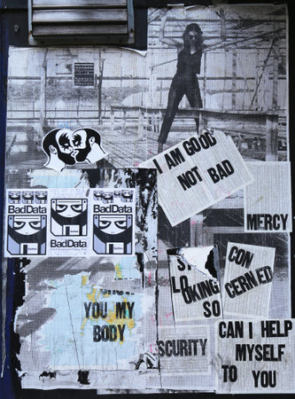 NEW YORK - JULY 17, 2015: Stencil art in Lower Manhattan.のeditorial素材