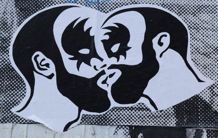 NEW YORK - JULY 17, 2015: Stencil art in Lower Manhattan.のeditorial素材