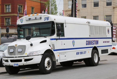 NEW YORK - MAY 21, 2015: Correction Department City of New York bus in New Yorkのeditorial素材